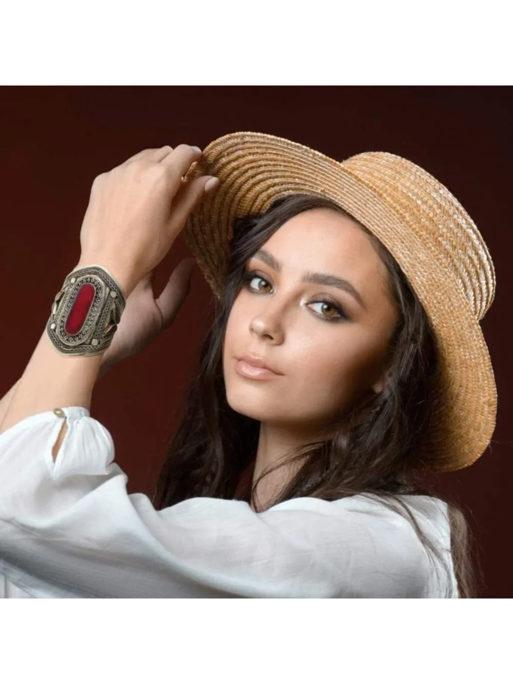 Handmade Adjustable Cuff Bracelet for Women, Bohemian Tribal Kuchi Design